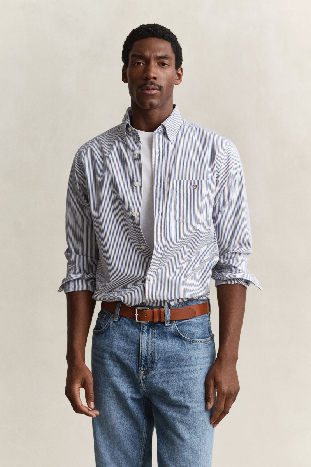 Striped Poplin Shirt - FRESH BLUE