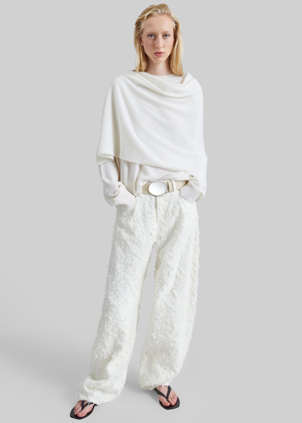 Haikure Clyde Double Fur Denim Pants - Off White