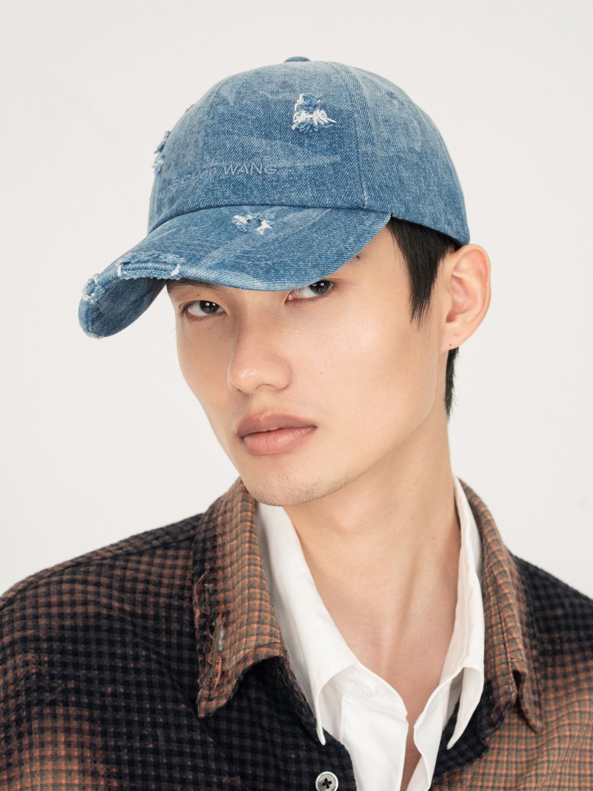 BLUE DENIM WASHED PRINTED BASEBALL CAP
