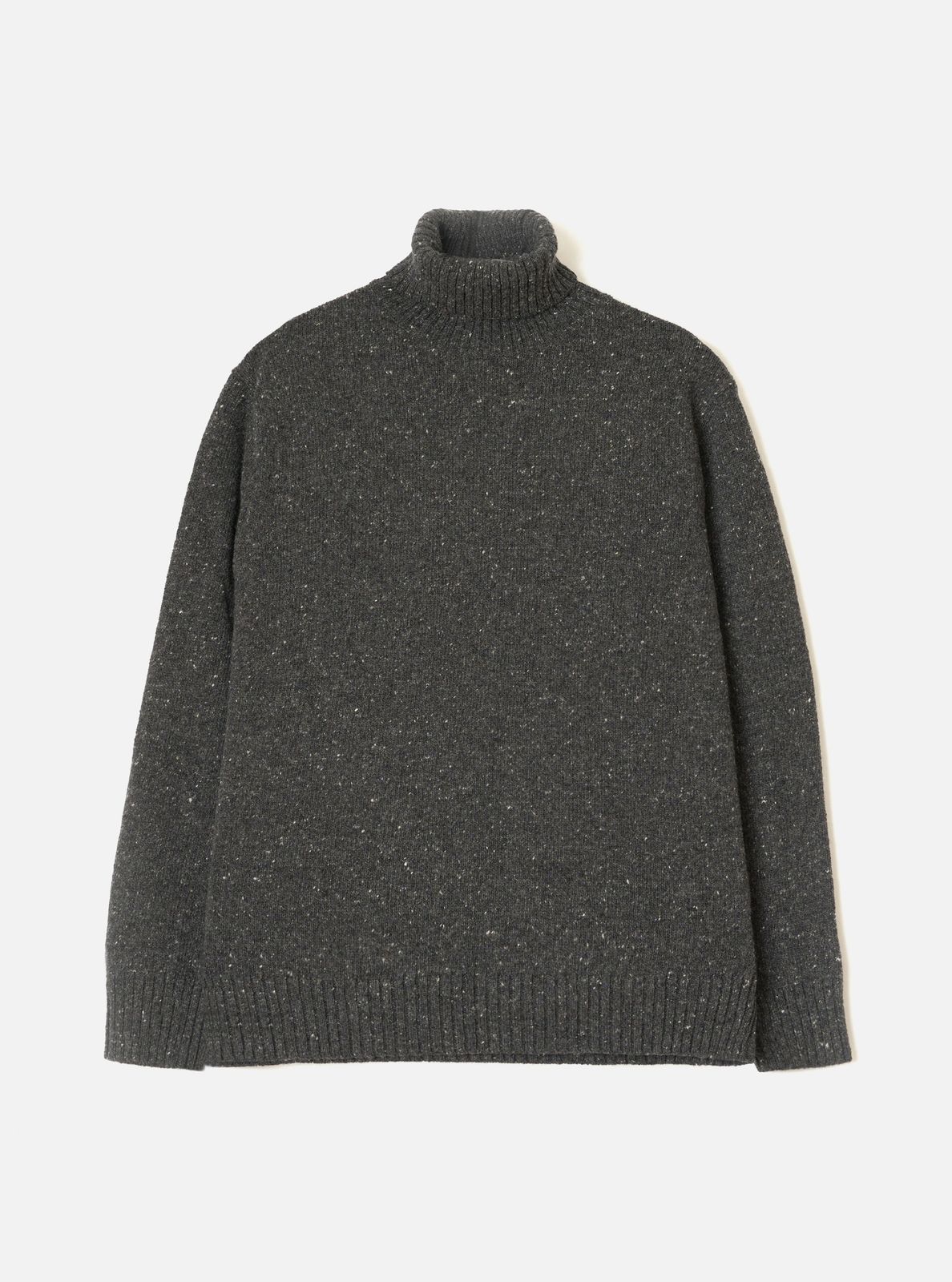 Black Wool Fleck Roll Neck