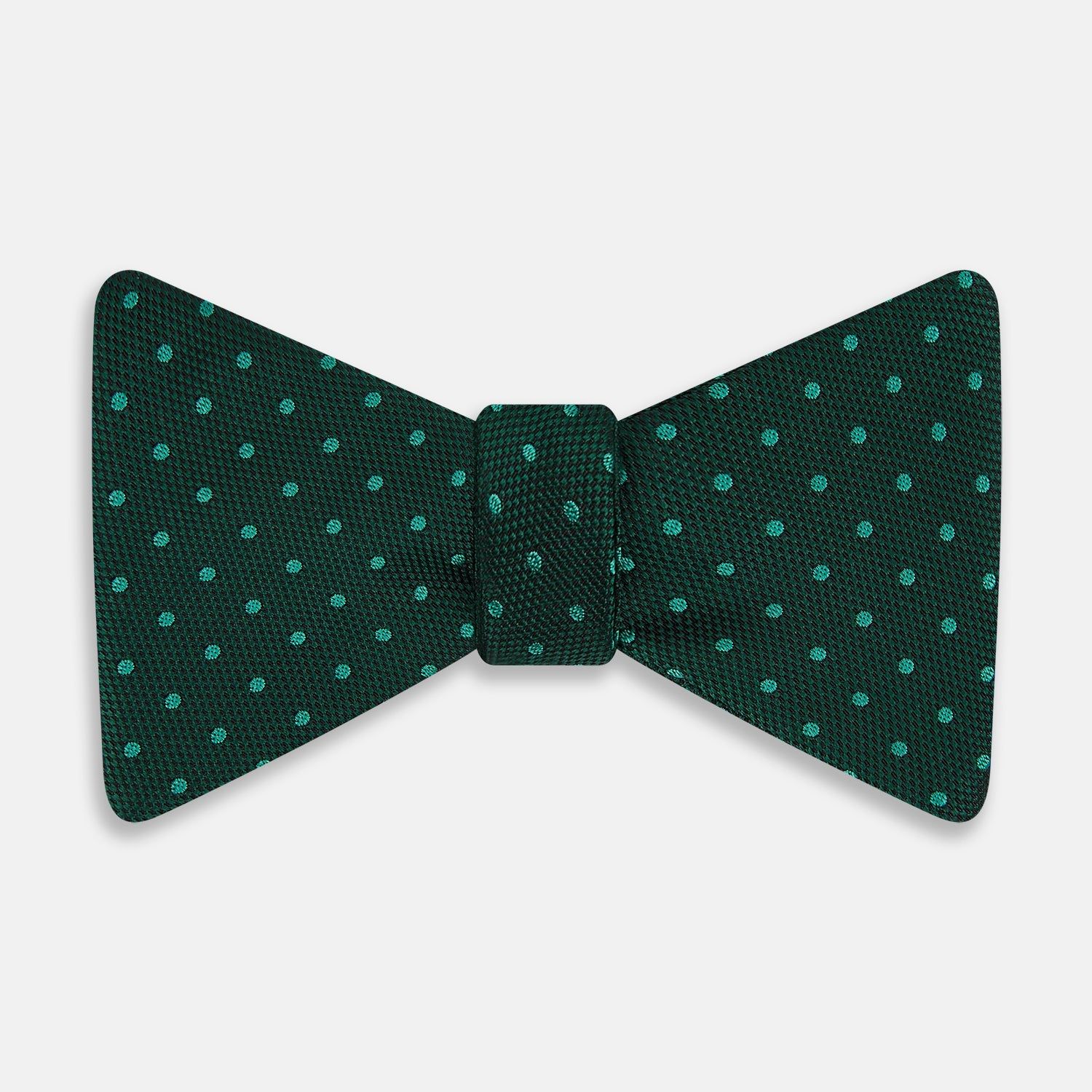 Turquoise And Forest Green Mirco Dot Silk Bow Tie