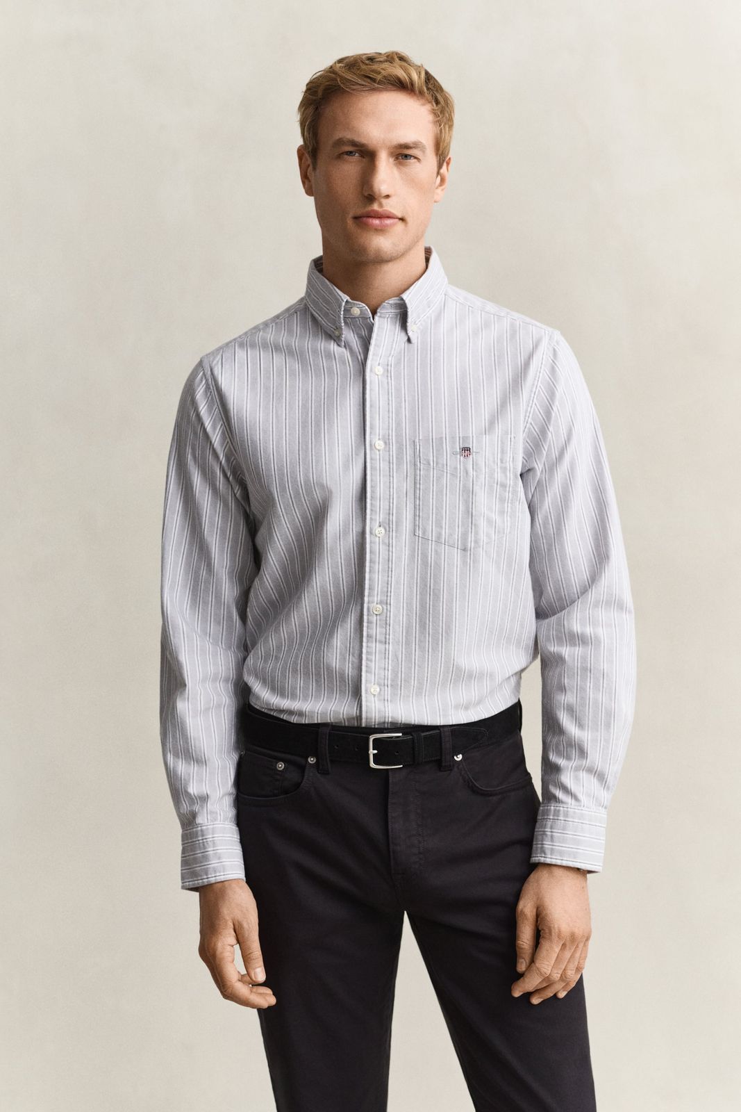 Striped Classic Oxford Shirt - MAPLE FIRE