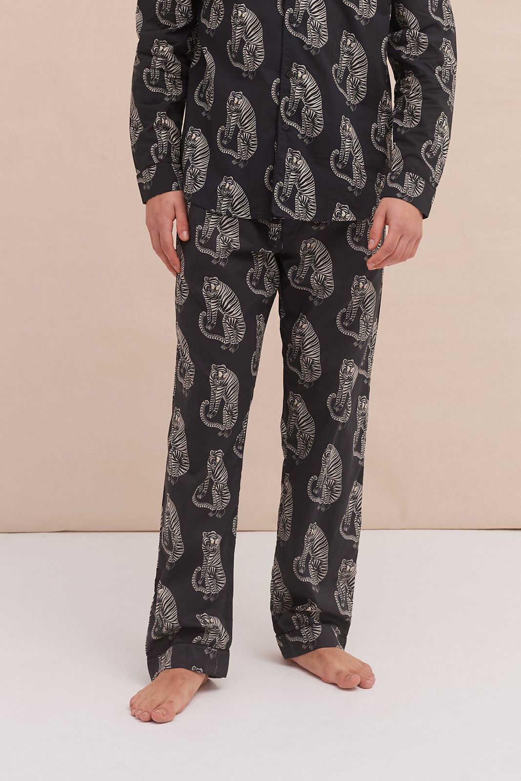 Men’s Pyjama Trousers Sansindo Tiger Print Black/cream