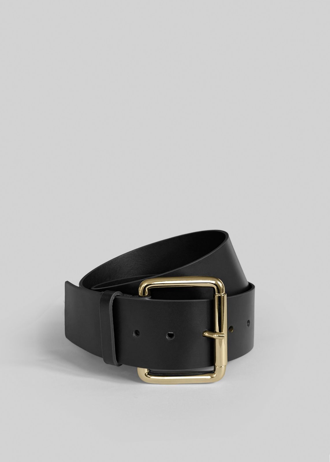 Marty Leather Belt - Black/Gold
