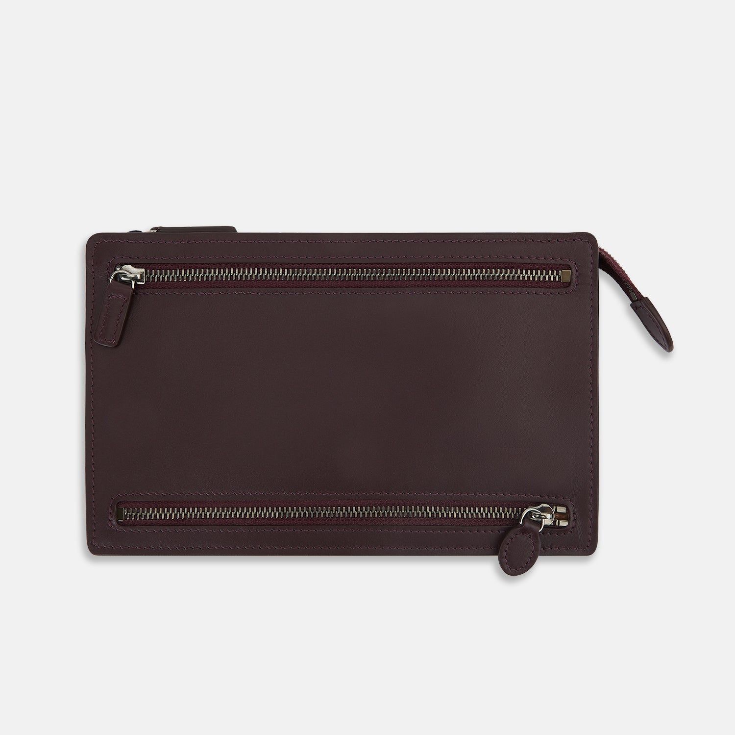 Burgundy Leather Zip Envelope Pouch