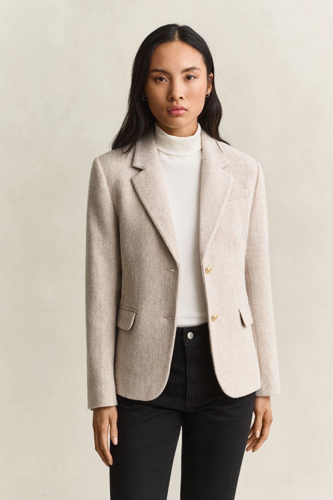 Herringbone Blazer - CHARCOAL MELANGE