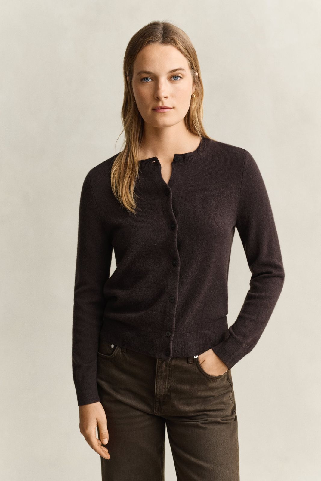 Cashmere Cardigan - DEEP BROWN