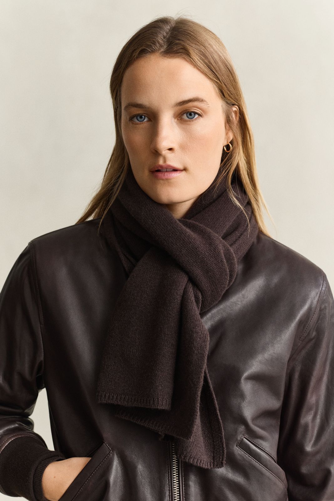 Wool Cashmere Scarf - DEEP BROWN