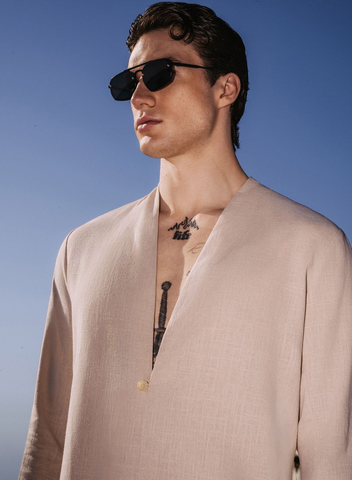 Ivory Linen Kimono Shirt