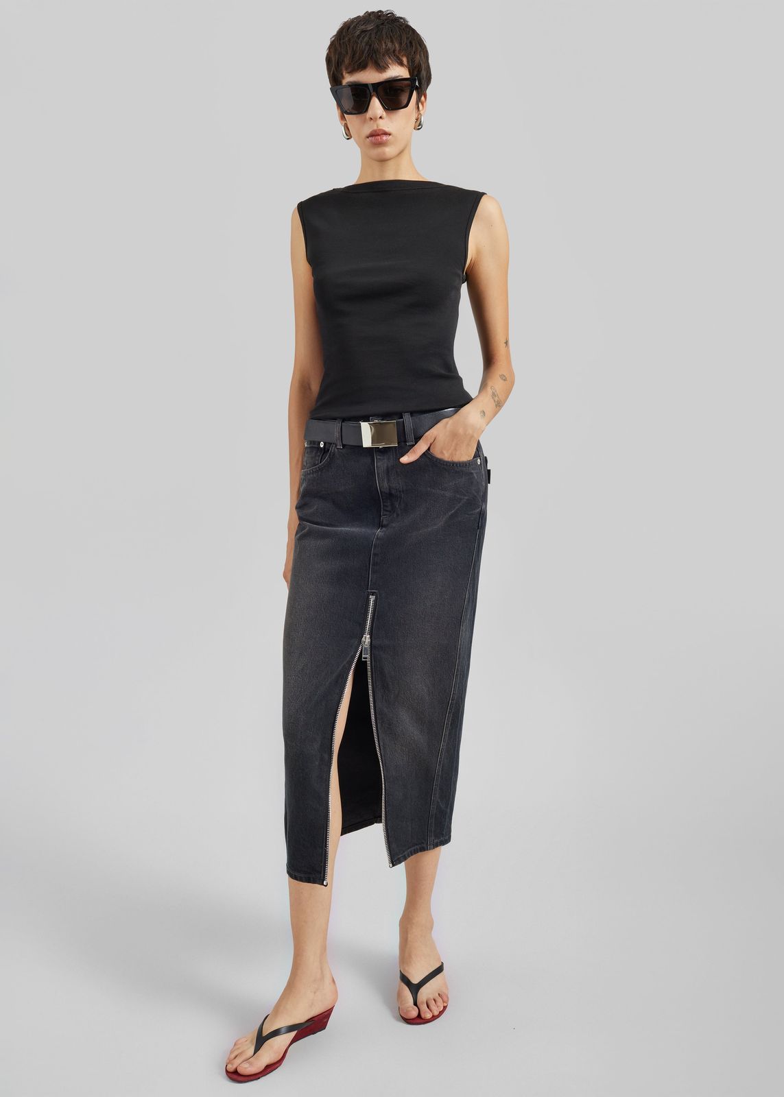Haikure Mira Denim Skirt - Vintage Black