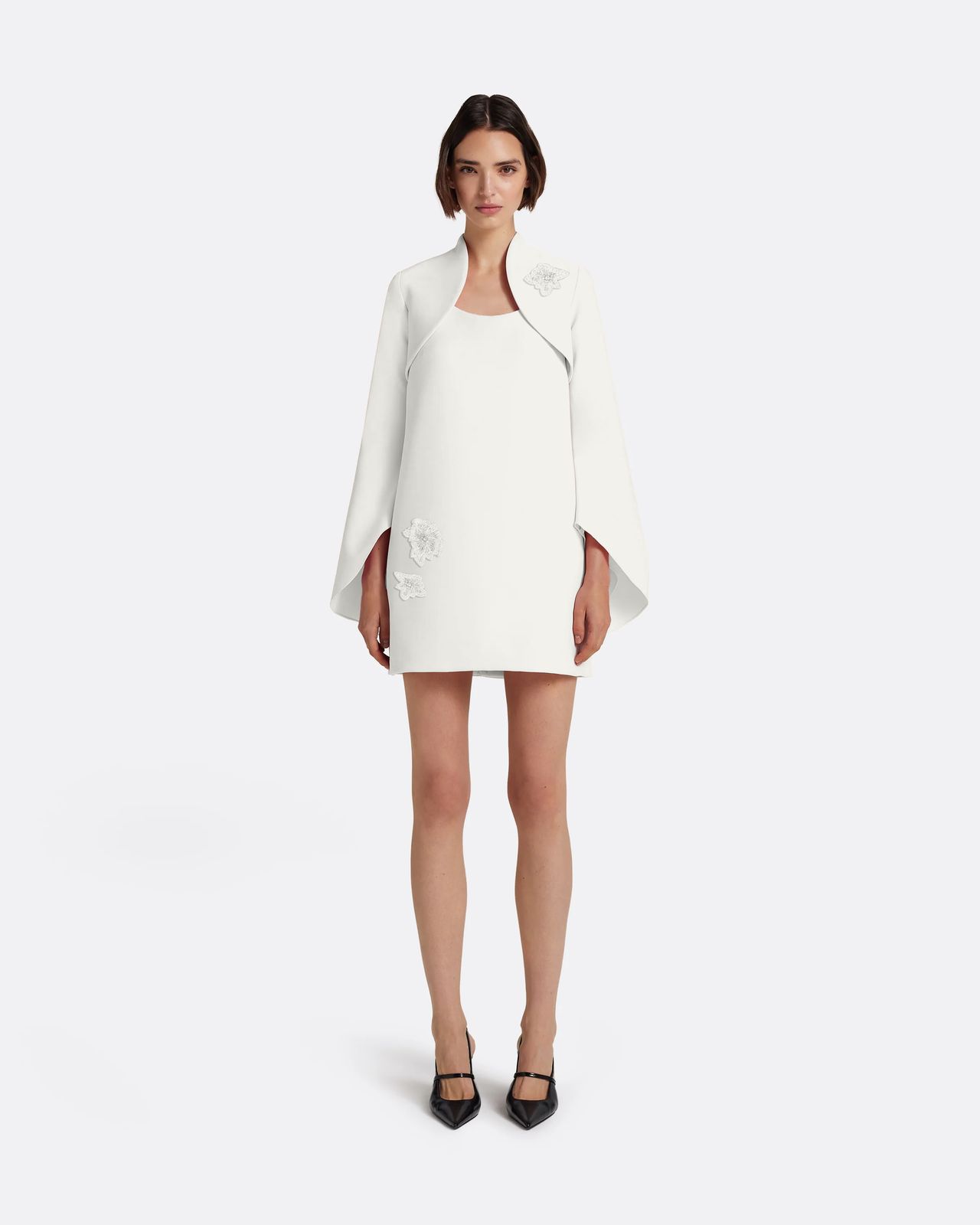Areli Mini Dress with Harness in Ivory with Pearl