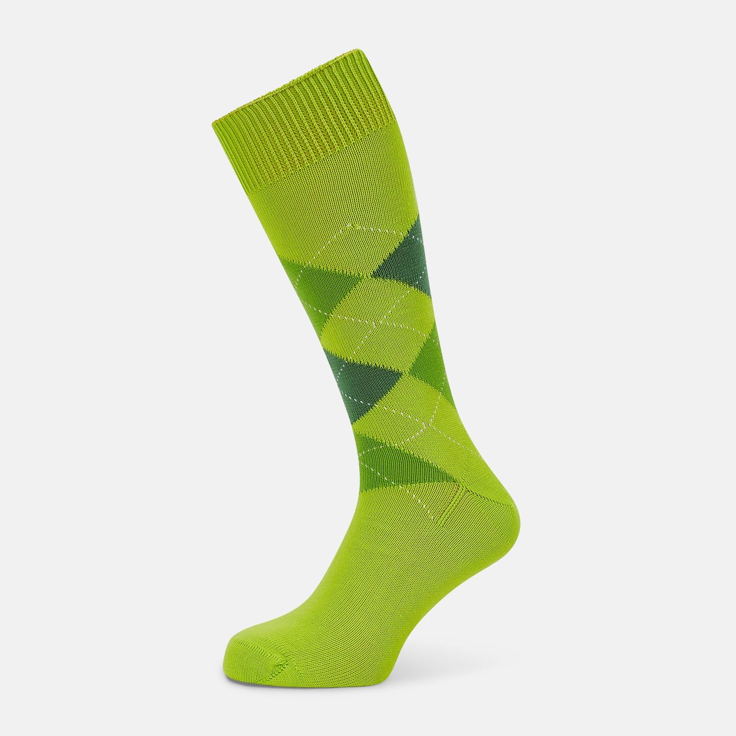 Lime Check Mid-length Socks