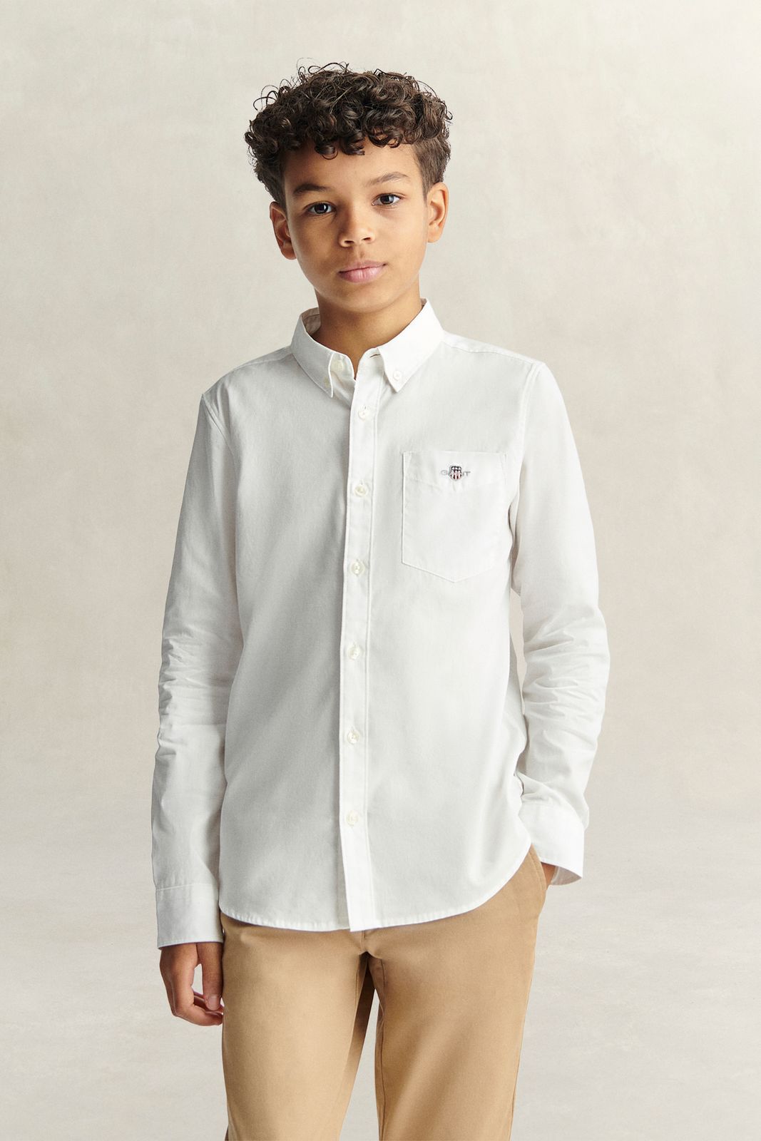 Teen Boys Shield Poplin Shirt - WHITE