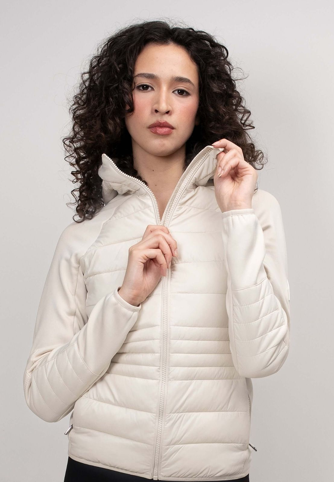 Calypso Hybrid Hooded Jacket Cream