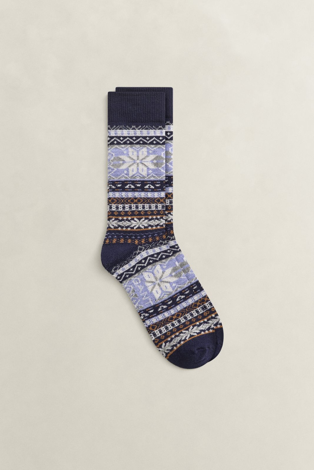 Fair Isle Patterned Socks - DARK NAVY MELANGE
