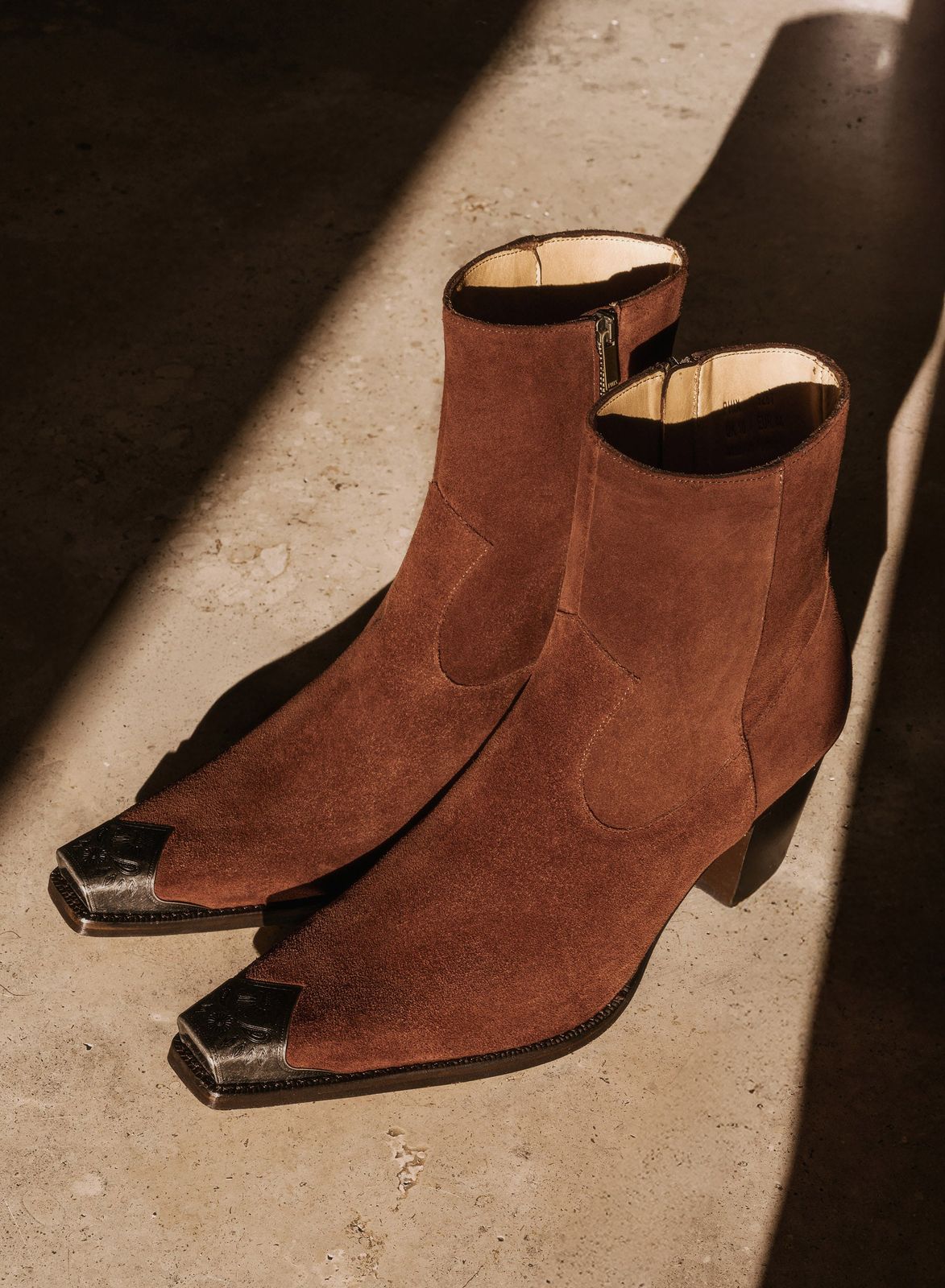 Tan Suede Western Metal Toe 60mm Boot