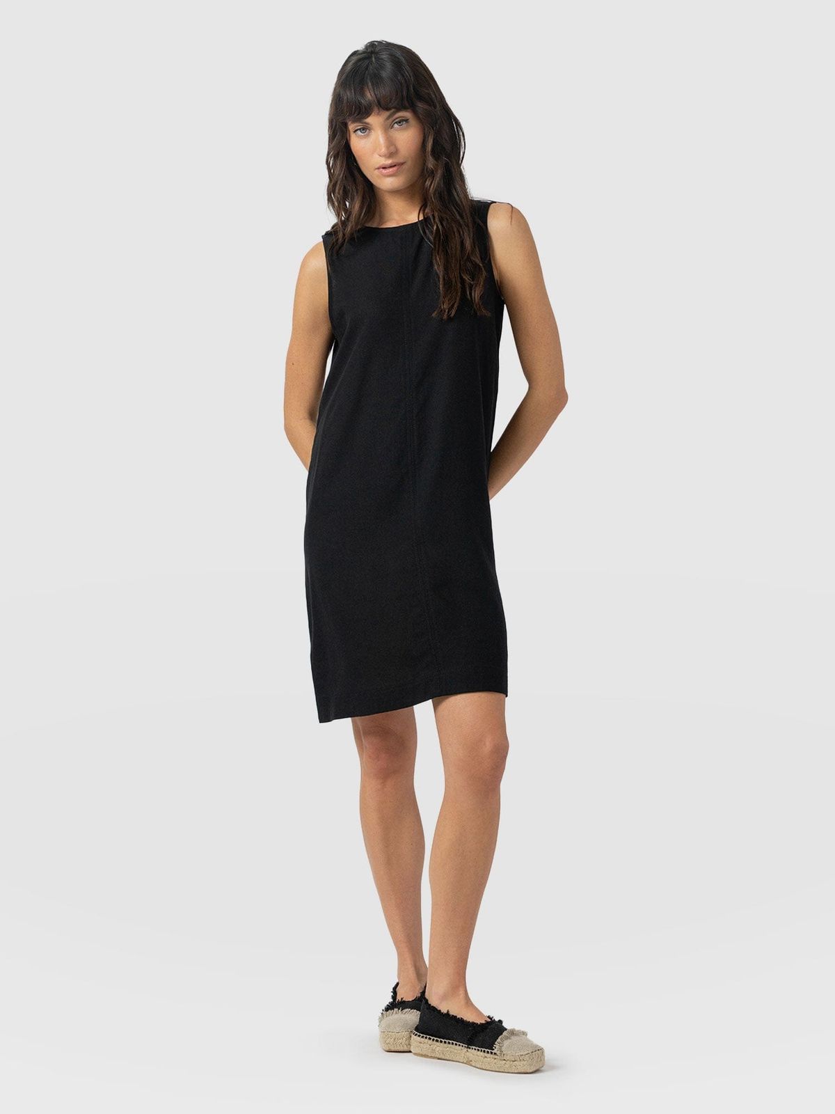 Corinne Linen Shift Dress - Black