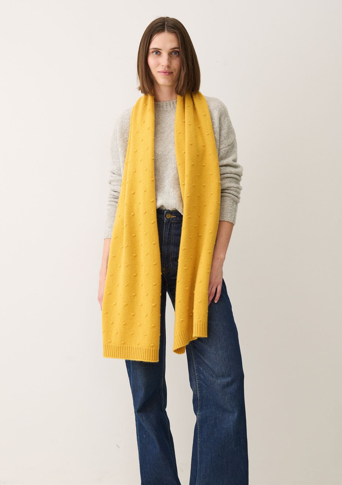 Bobble Scarf In Melon Yellow
