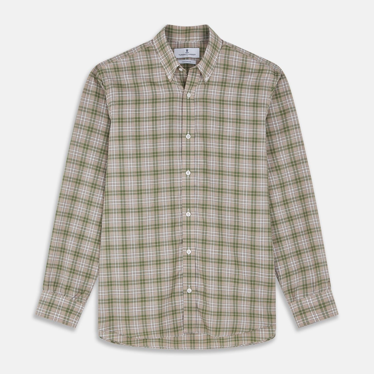 Green And Oatmeal Multi Check Cotton Weekend Fit Hayne Shirt