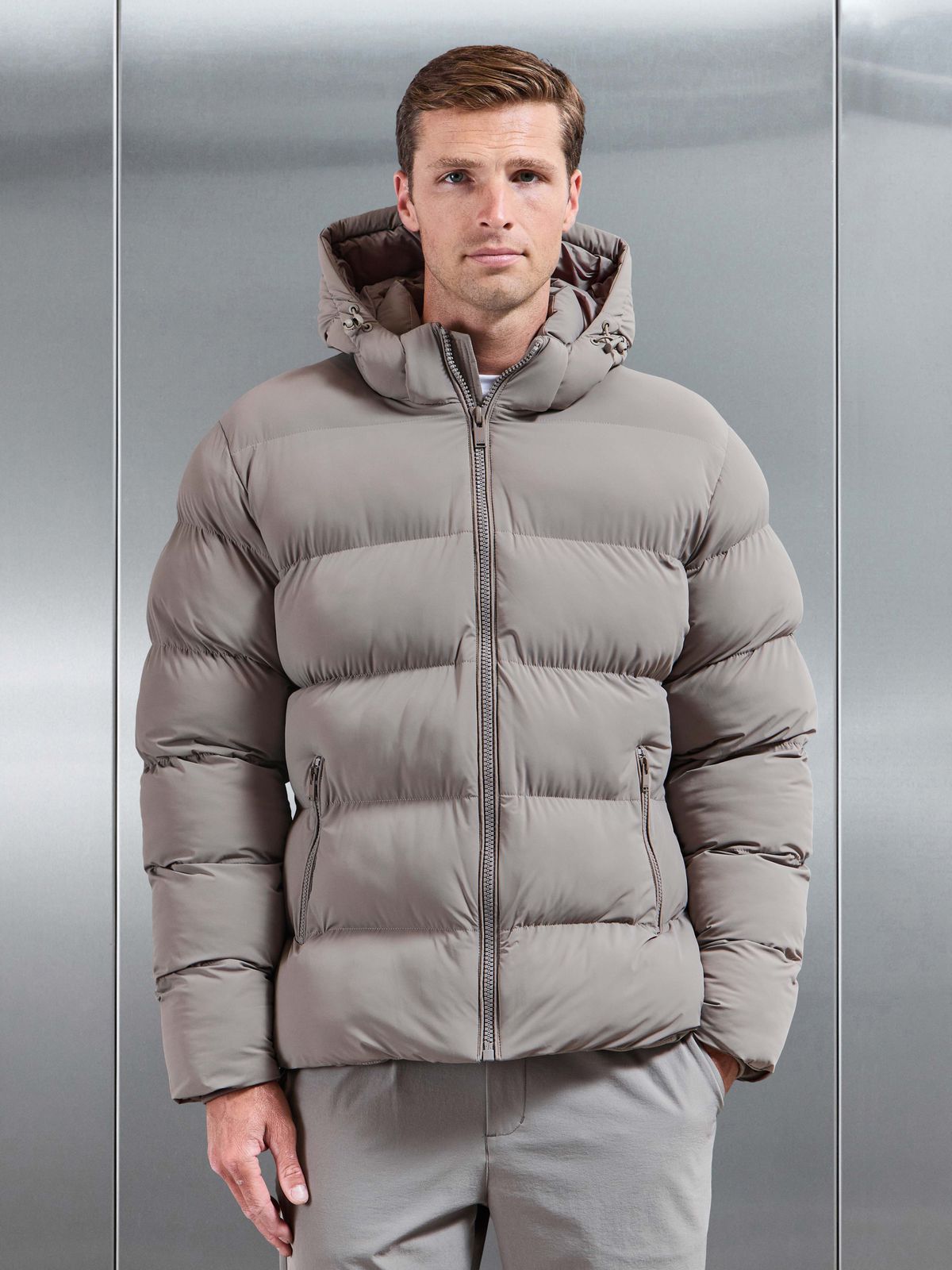 Essential Puffer Jacket in Taupe