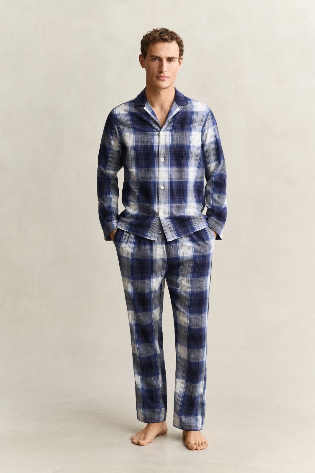 Checked Flannel Pajama Set Gift Box - Marine