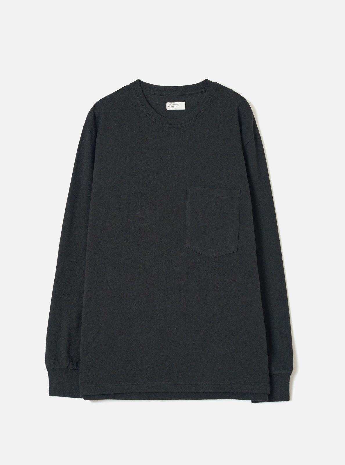 Black Recycled Wool Mix Sj L/s Pocket Tee