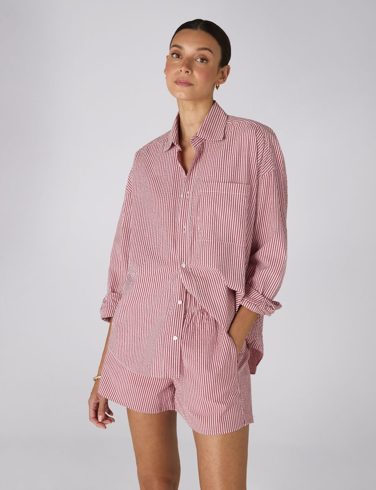 The Boxer: Seersucker, Pink and Berry Stripe