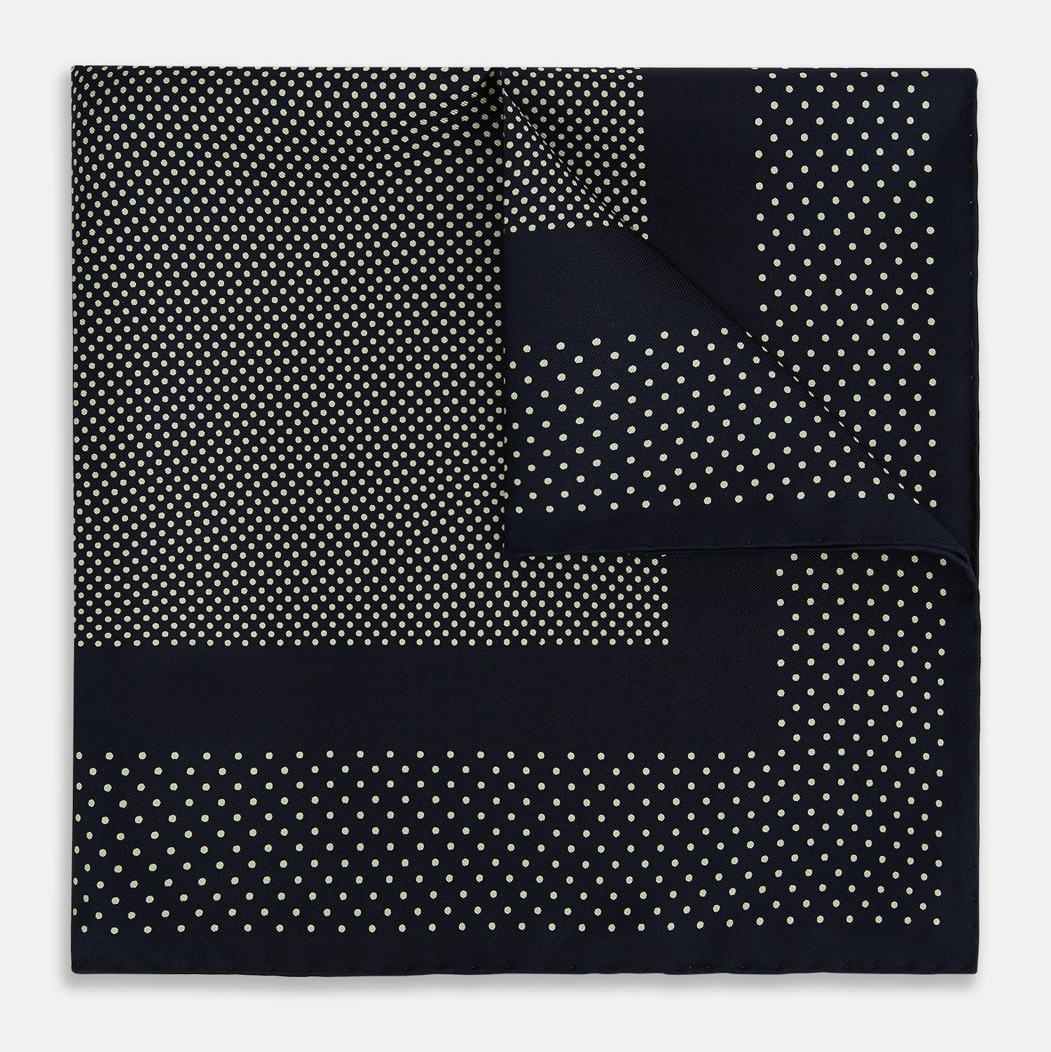 Navy And Cream Dot Silk Pocket Square