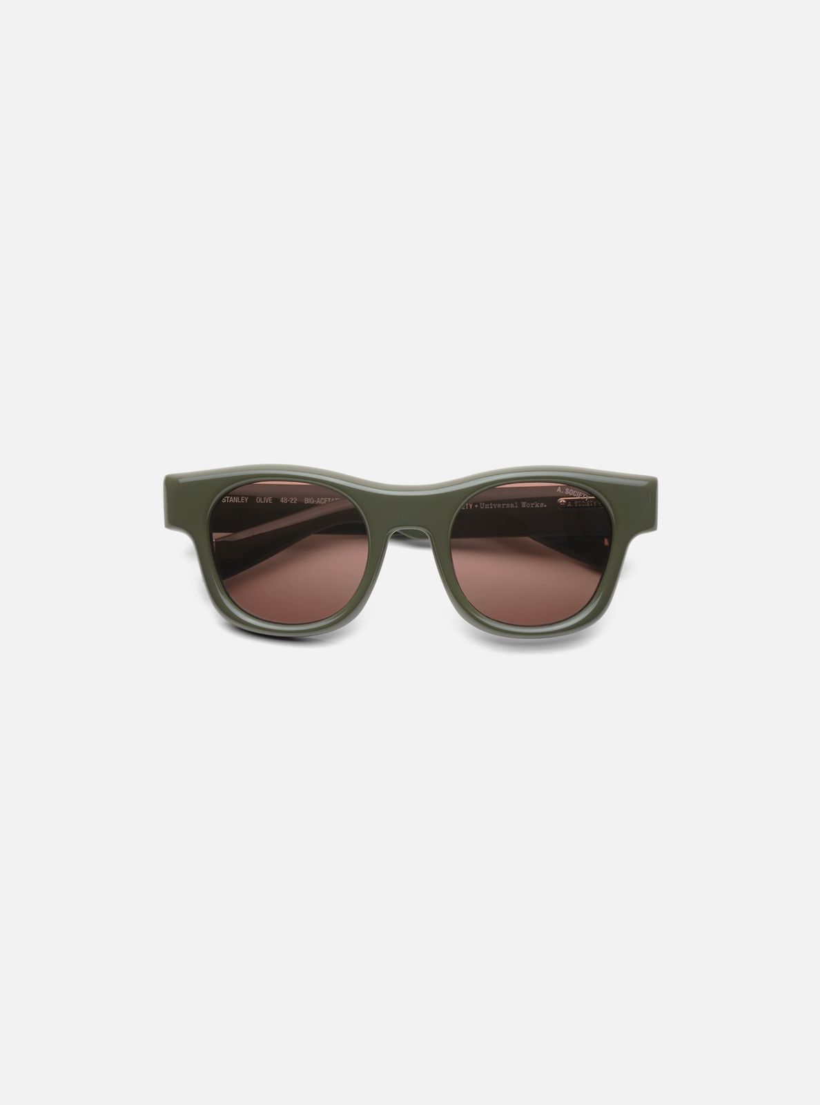 A. Society X Universal Works Olive Stanley Sunglasses