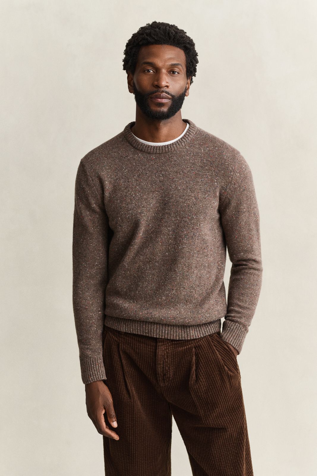 Wool Blend Nepps Crew Neck Sweater - BLUE HORIZON