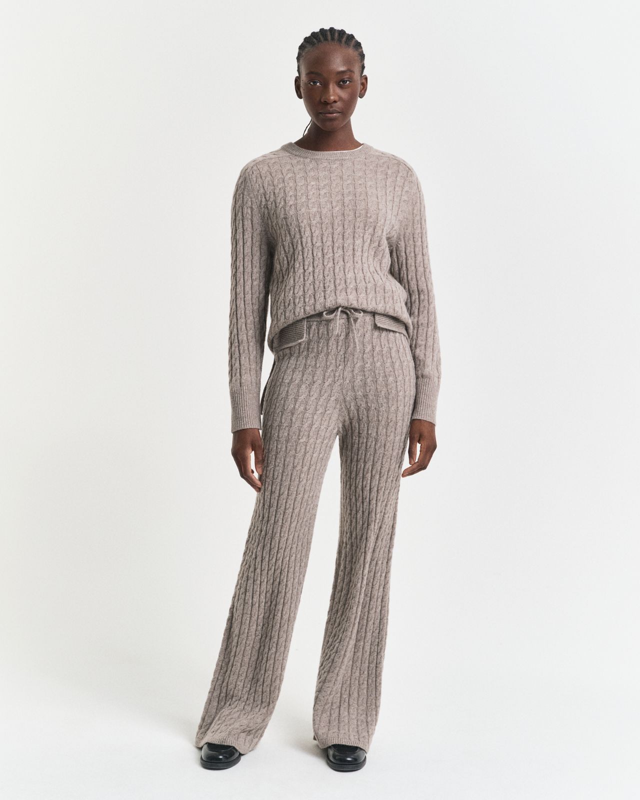 Wool Cashmere Blend Pants - BROWN MELANGE