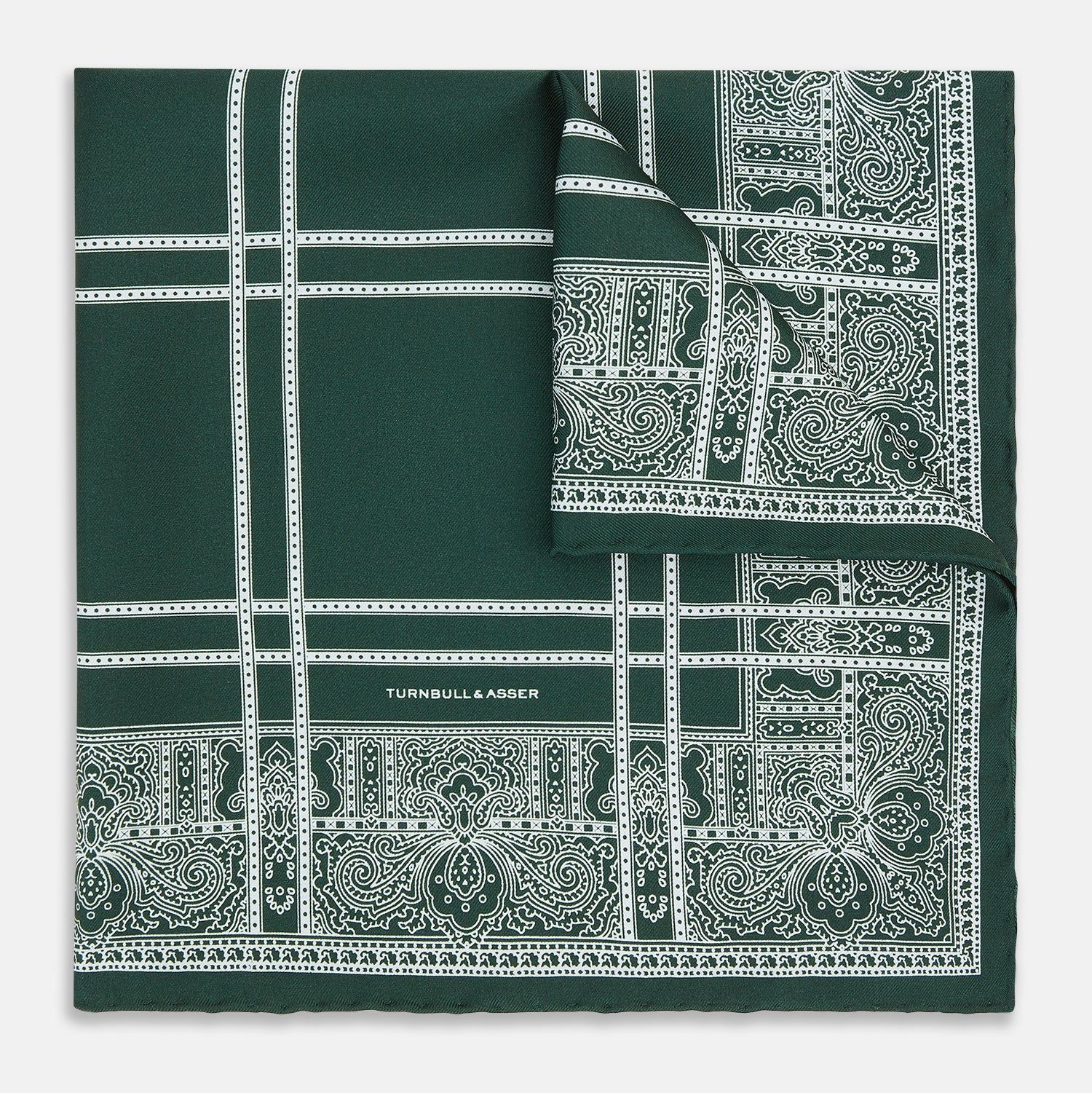 Forest Green Paisley Bandana Patterned Silk Pocket Square