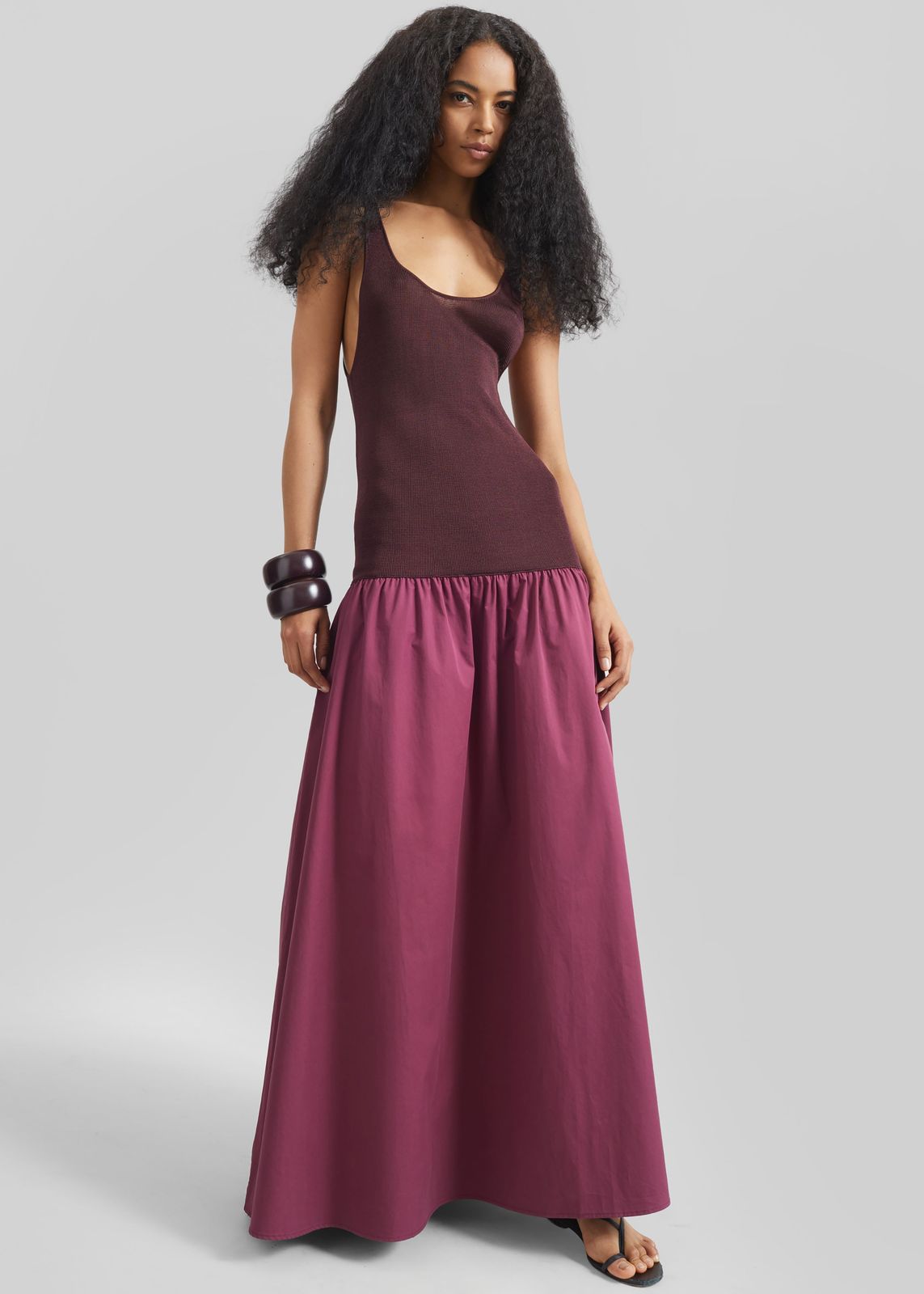 Iliya Drop Waist Maxi Dress - Burgundy