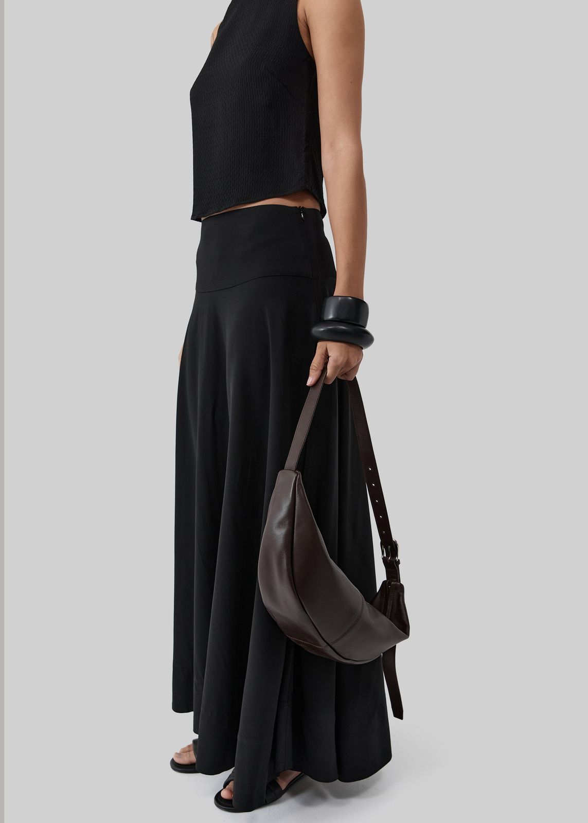 St. Agni Adjustable Slim Crescent Bag - Coffee