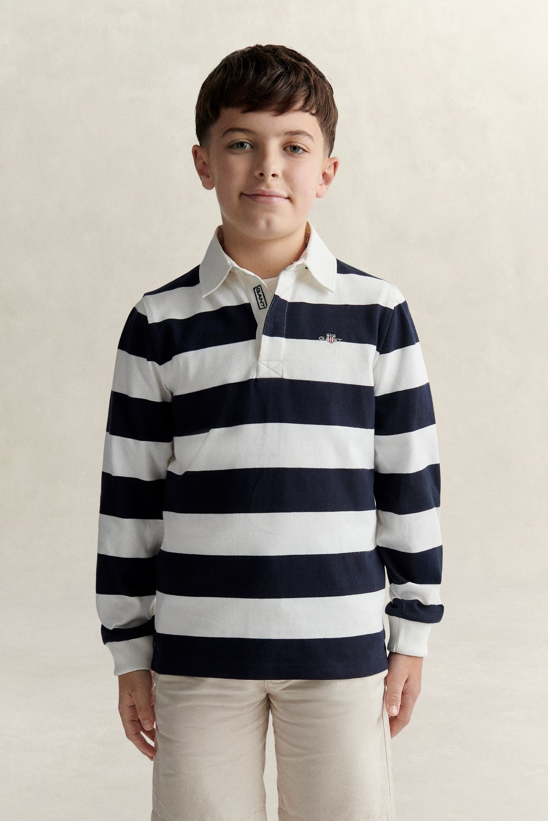 Teen Boys Shield Striped Rugger - EVENING BLUE