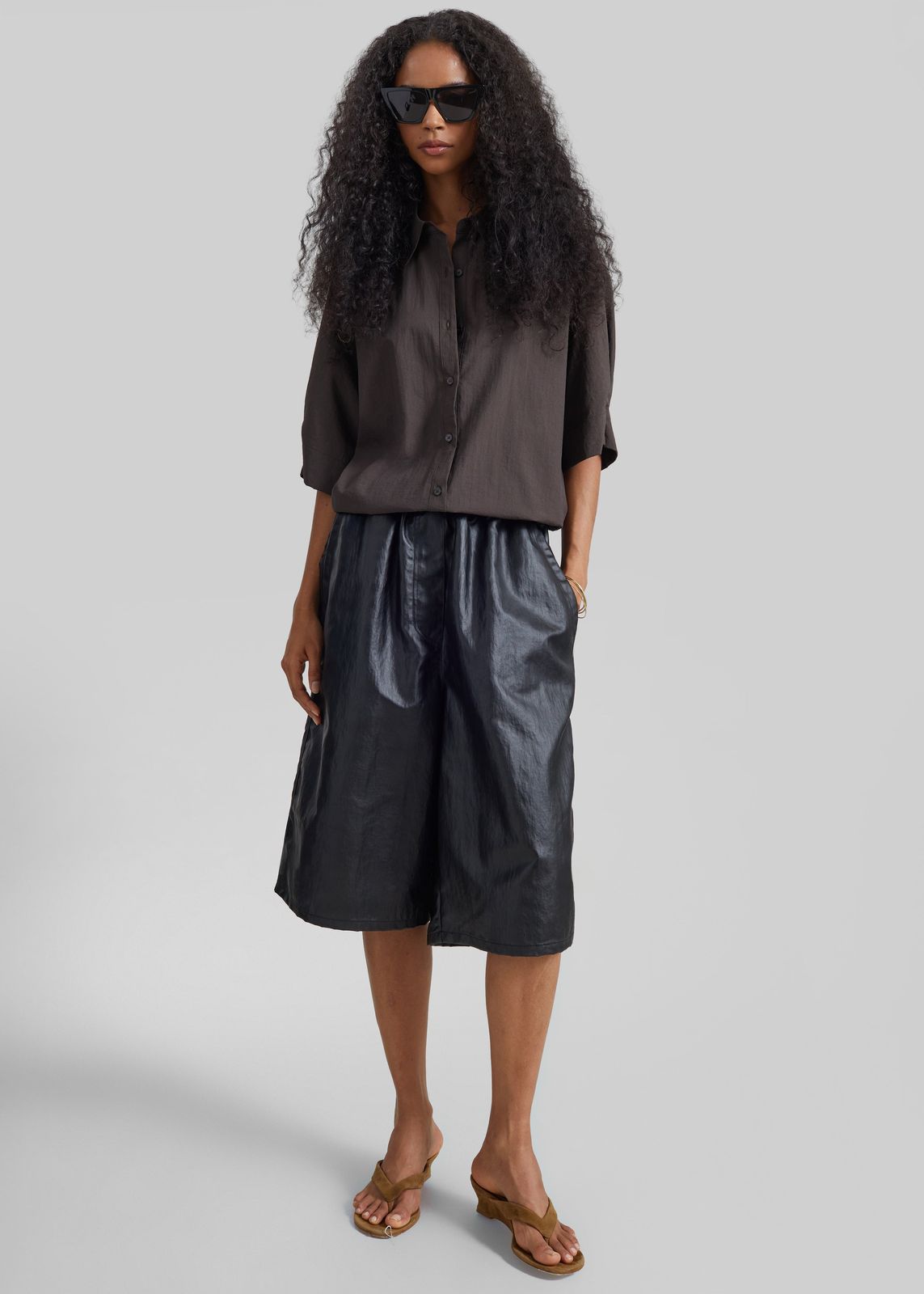Beslon Leather-Effect Bermuda Shorts - Black
