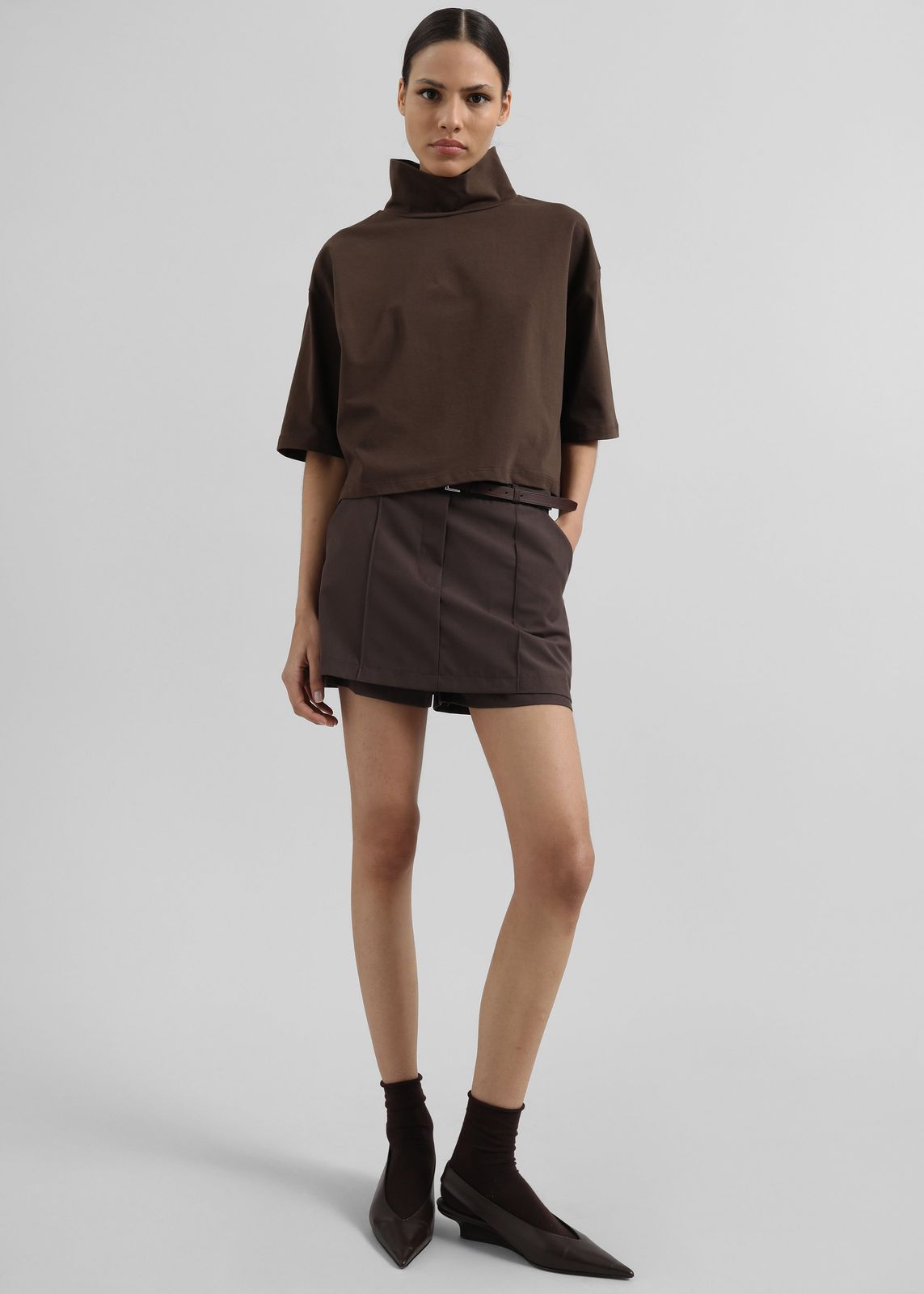 Reza Cropped Tee - Brown