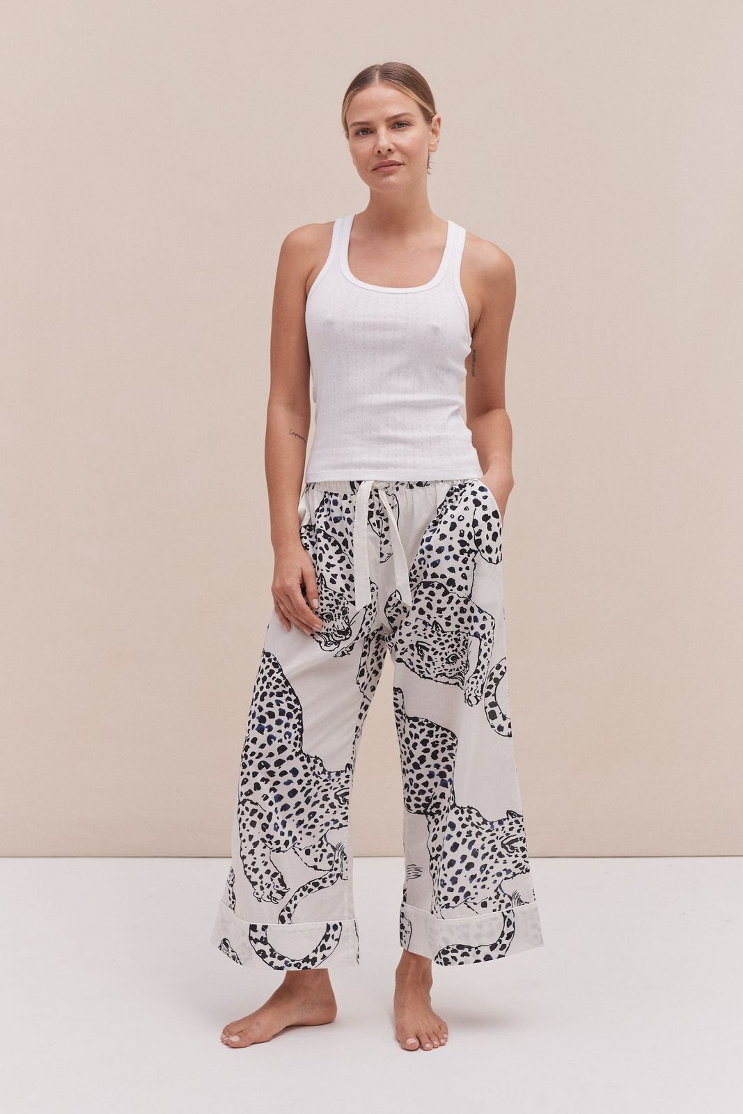 Tank Top & Wide Leg Trouser Set White/the Jag Print Cream