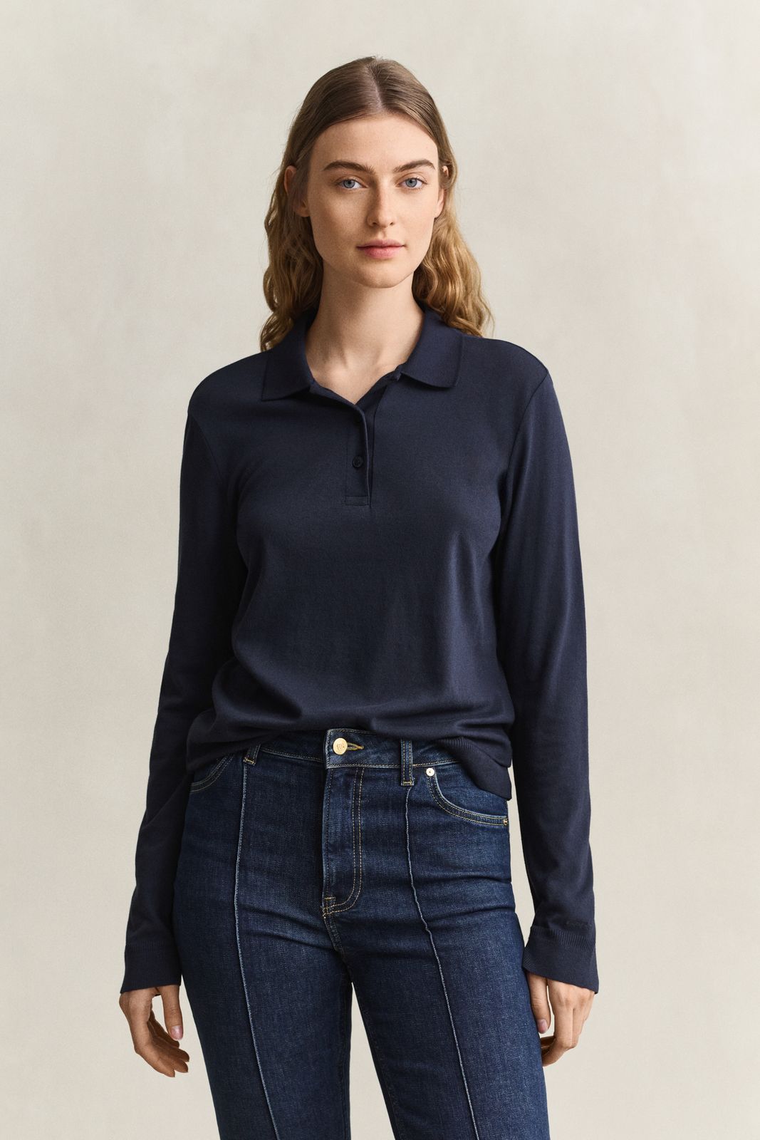 Seamless Long Sleeve Polo Top - EVENING BLUE