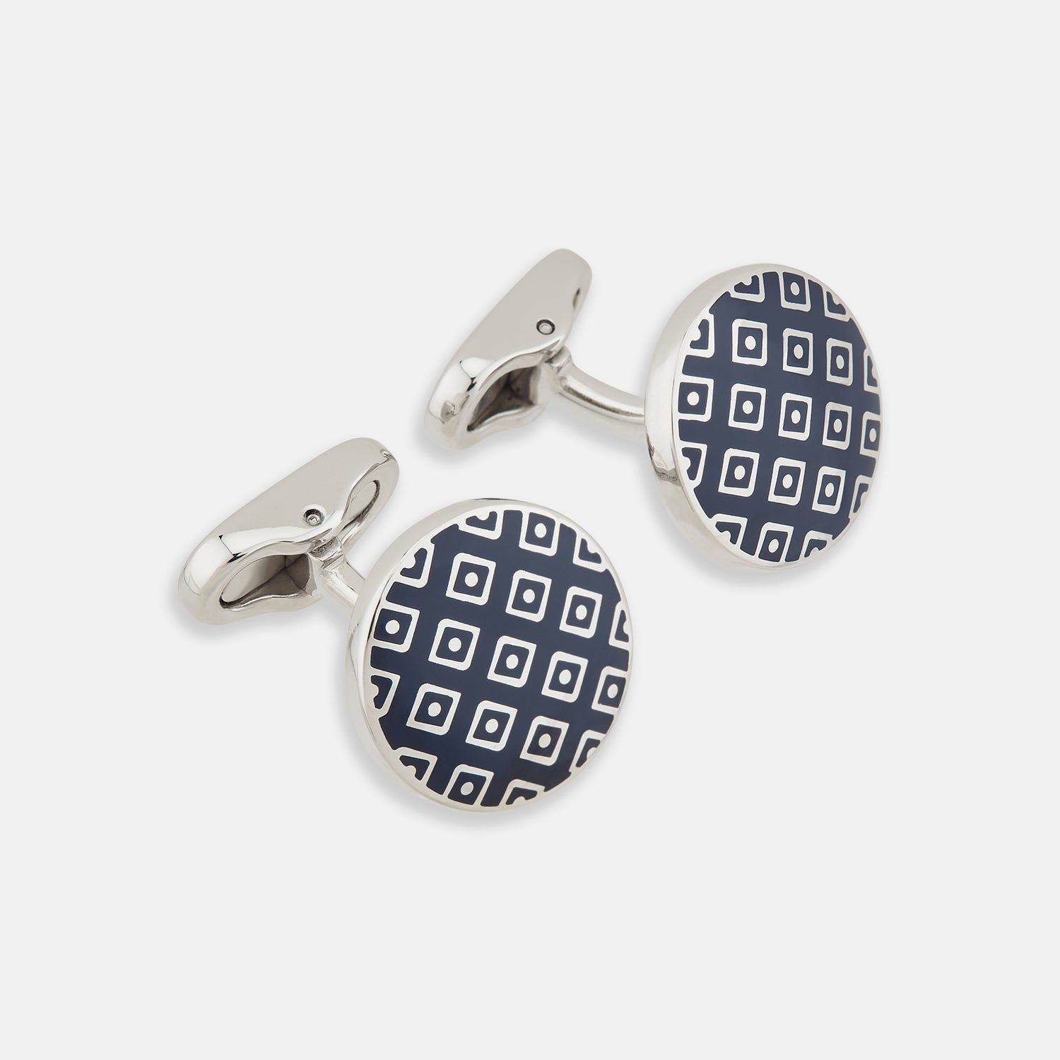 Blue Lattice Circle Cufflinks