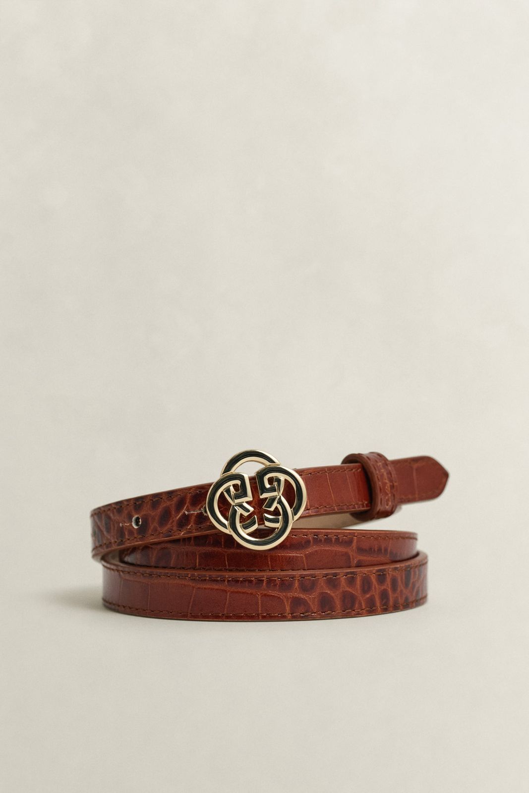 Croc-Effect Monogram Belt - BLACK