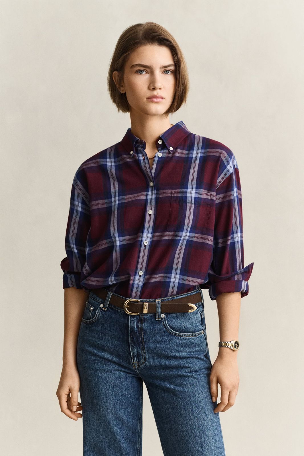 Relaxed Flannel Shirt - DEEP BROWN