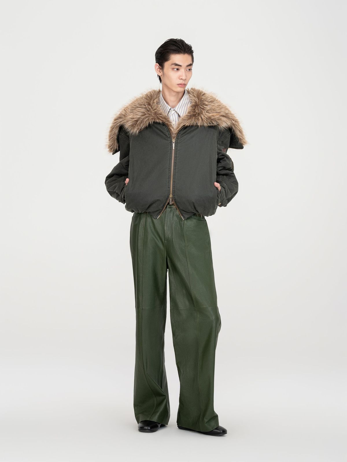 STRAIGHT-LEG CASUAL LEATHER PANTS