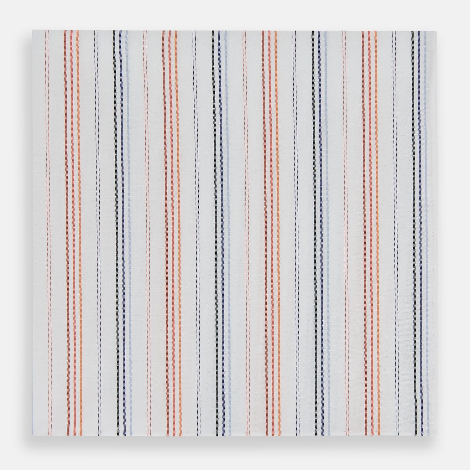 Hand Rolled Orange And Blue Multi Stripe Handkerchief
