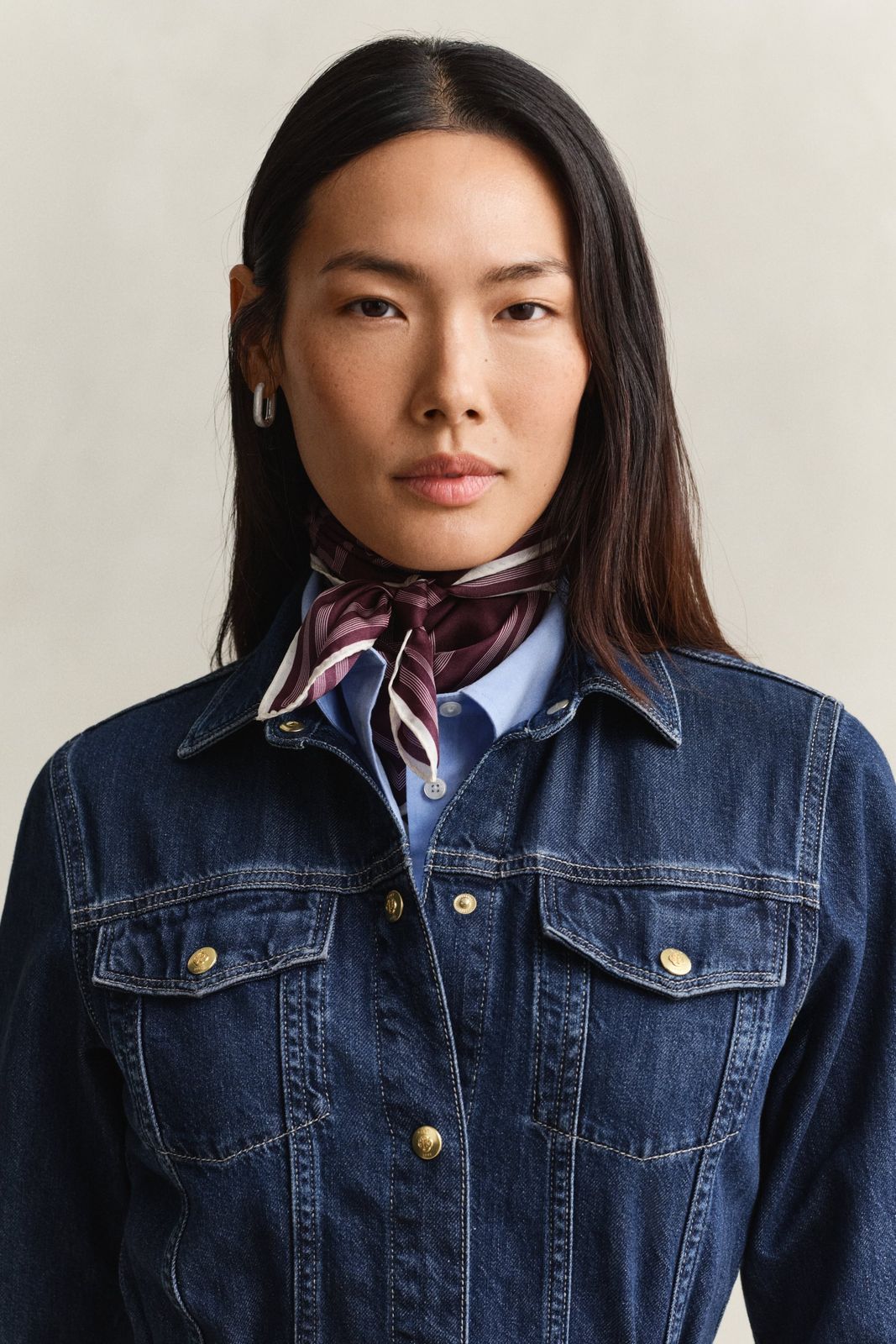 Monogram Print Silk Scarf - EVENING BLUE