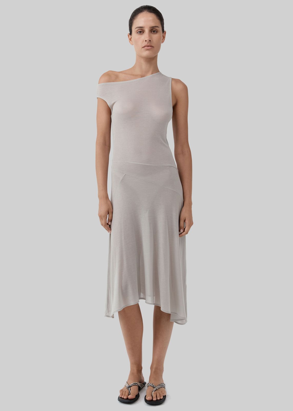 St. Agni Fine Jersey Off Shoulder Dress - Soft Ash