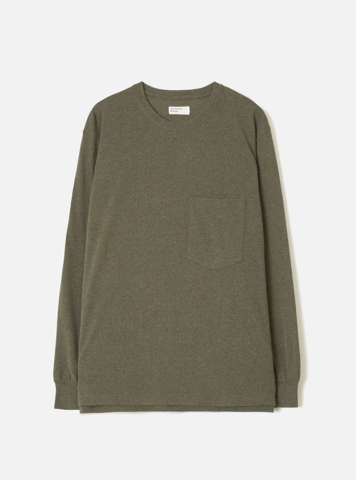 Olive Recycled Wool Mix Sj L/s Pocket Tee
