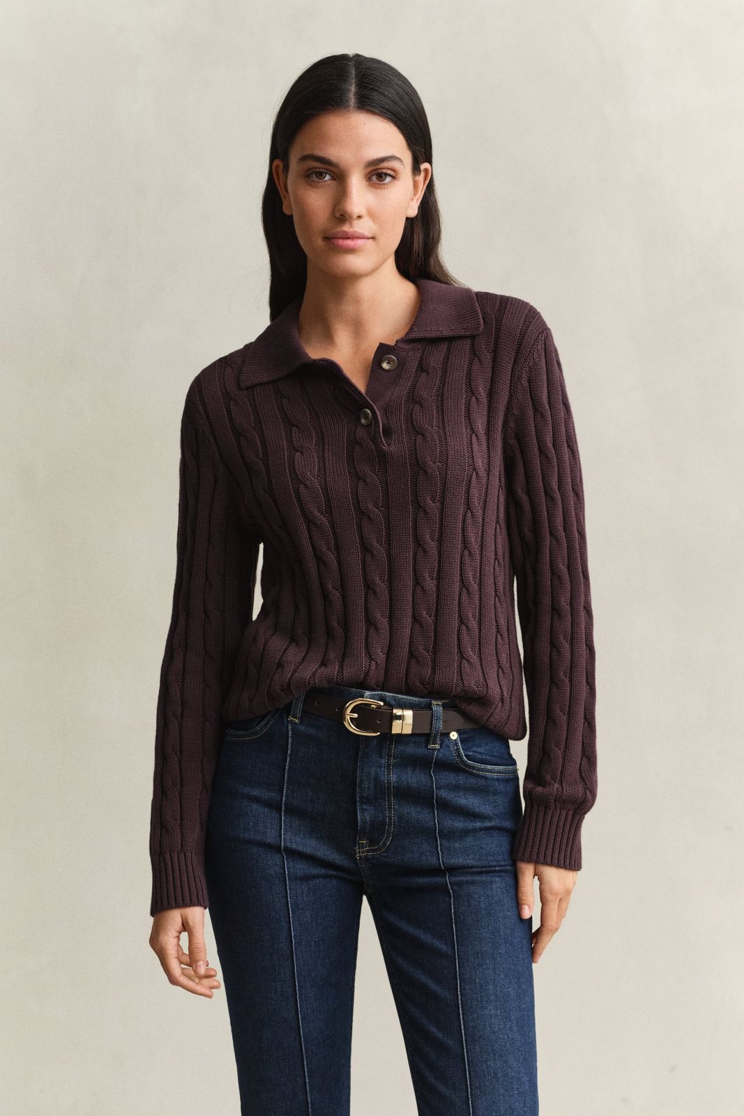 Cotton Cable Knit Sweater - REFINED PINK