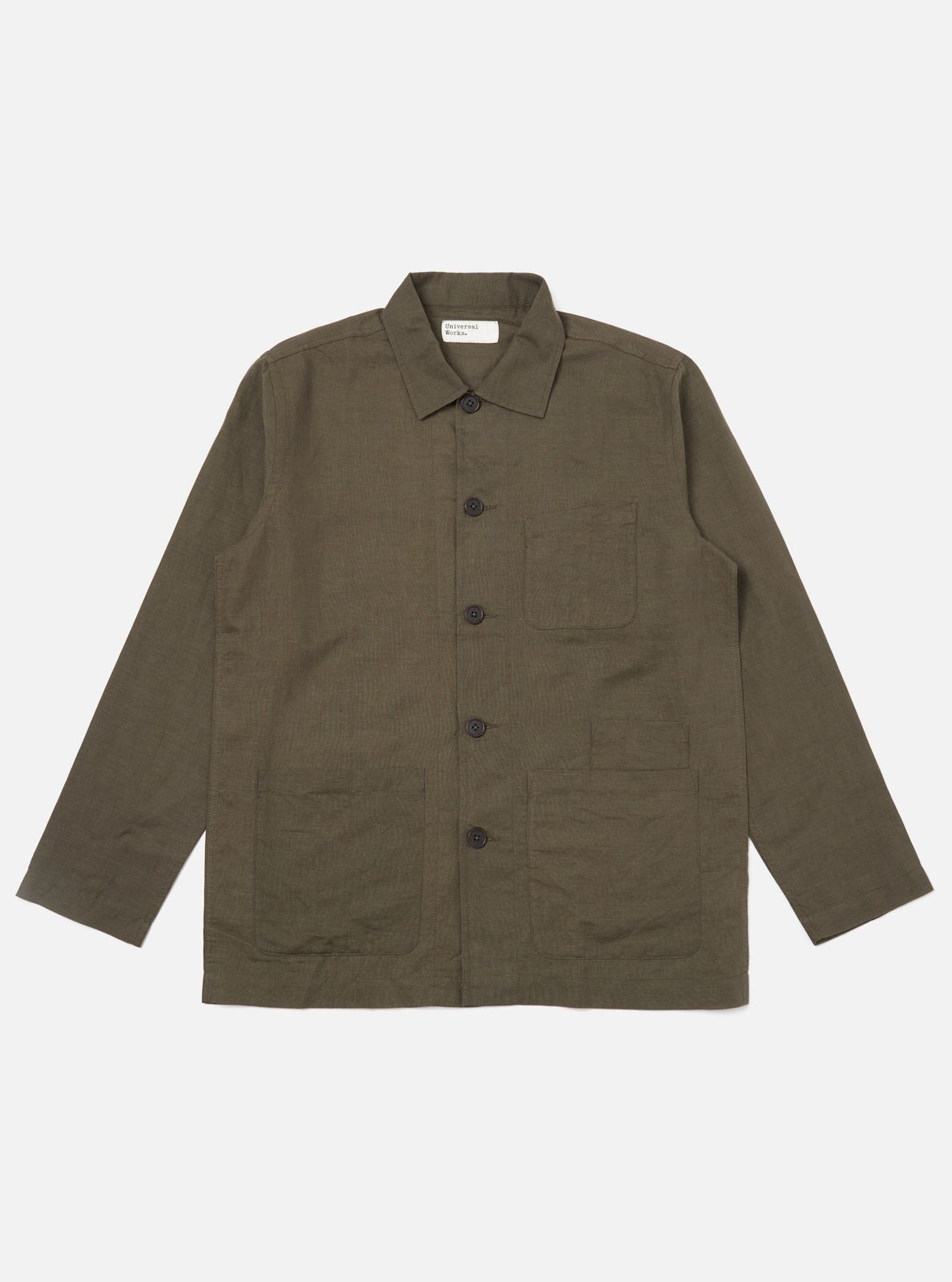 Olive Linen Cotton Shirting Bakers Overshirt