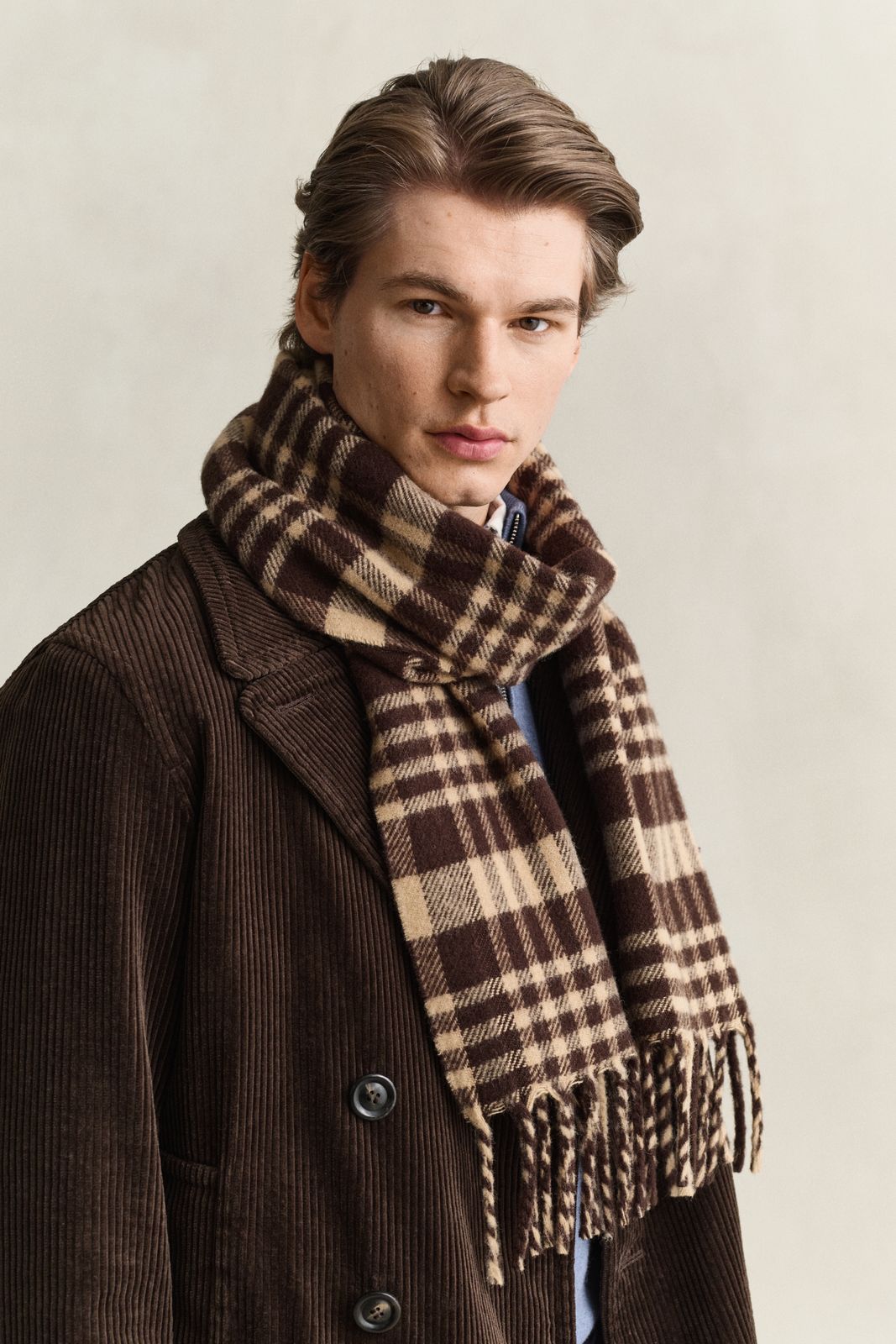 Checked Wool Scarf - BLACK BROWN